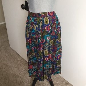 VINTAGE Jewel Colored Floral Midi Skirt - Size 4